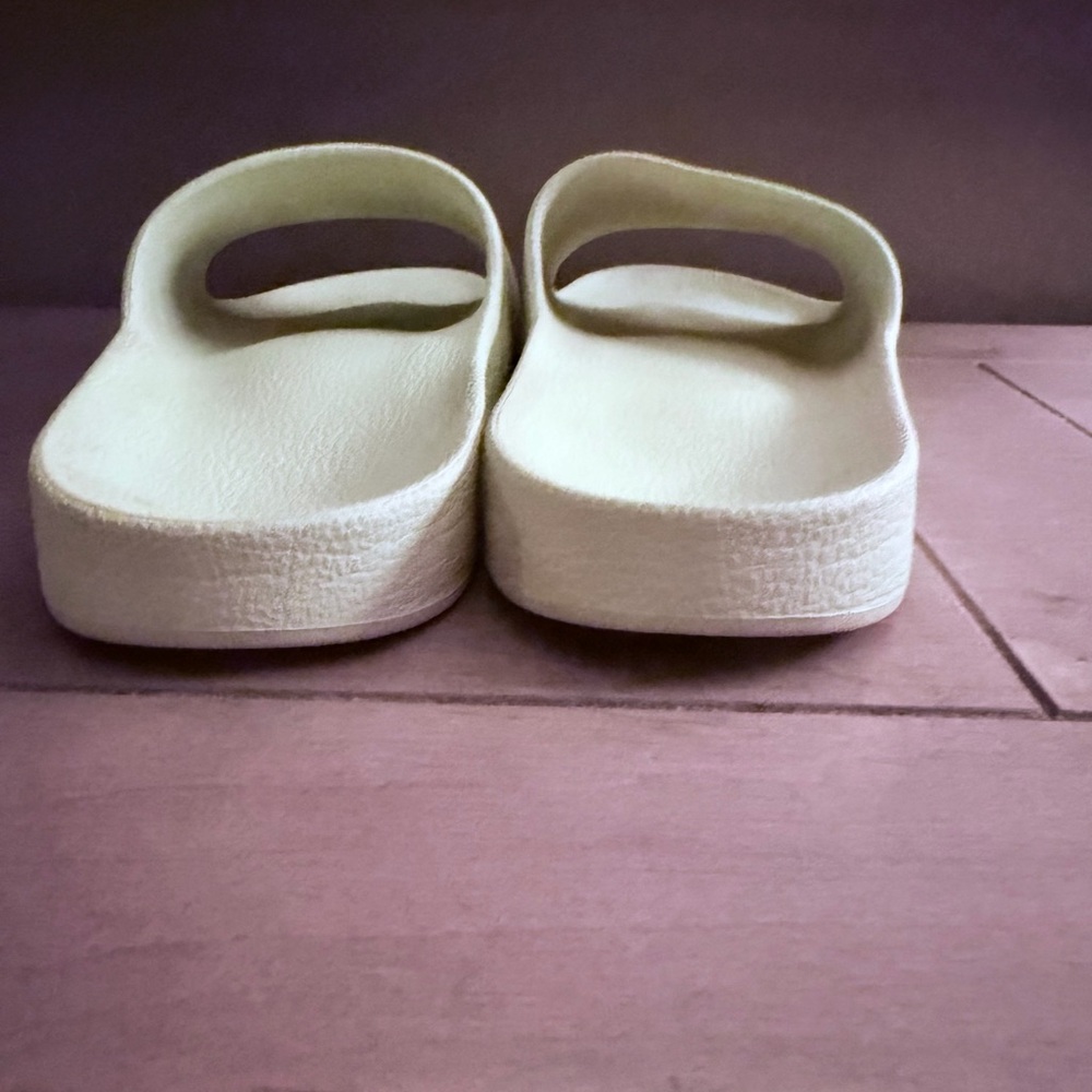 Adidas Women's Light Yellow Slides - Picture 6 of 9